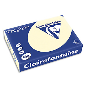 CLAIREFONTAINE Ramette de 500 feuilles papier couleur TROPHEE 80 grammes format A4 Ivoire 1871 CLAIREFONTAINE Ramette de 500 feuilles papier couleur TROPHEE 80 grammes format A4 Ivoire 1871