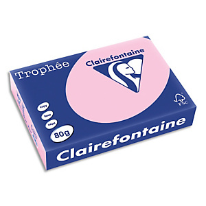 CLAIREFONTAINE Ramette de 500 feuilles papier couleur TROPHEE 80 grammes format A4 Rose 1973 CLAIREFONTAINE Ramette de 500 feuilles papier couleur TROPHEE 80 grammes format A4 Rose 1973