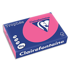 CLAIREFONTAINE Ramette de 500 feuilles papier couleur TROPHEE 80 grammes format A4 Rose Fuchsia 1771 CLAIREFONTAINE Ramette de 500 feuilles papier couleur TROPHEE 80 grammes format A4 Rose Fuchsia 1771