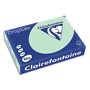 CLAIREFONTAINE Ramette de 500 feuilles papier couleur TROPHEE 80 grammes format A4 Vert 1975 CLAIREFONTAINE Ramette de 500 feuilles papier couleur TROPHEE 80 grammes format A4 Vert 1975