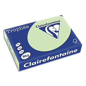 CLAIREFONTAINE Ramette de 500 feuilles papier couleur TROPHEE 80 grammes format A4 Vert golf 1777 CLAIREFONTAINE Ramette de 500 feuilles papier couleur TROPHEE 80 grammes format A4 Vert golf 1777
