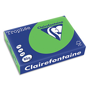 CLAIREFONTAINE Ramette de 500 feuilles papier couleur TROPHEE 80 grammes format A4 Vert menthe 1875 CLAIREFONTAINE Ramette de 500 feuilles papier couleur TROPHEE 80 grammes format A4 Vert menthe 1875