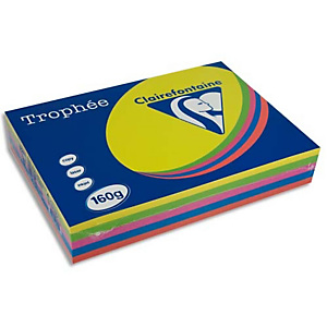 CLAIREFONTAINE Ramette 5x50F papier Trophée 160g A4 assortis intense soleil,menthe,cardinal,BleuT,Fuchsia CLAIREFONTAINE Ramette 5x50F papier Trophée 160g A4 assortis intense soleil,menthe,cardinal,BleuT,Fuchsia