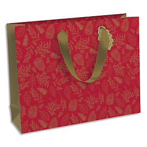 CLAIREFONTAINE Sac cadeau Fin d'année 37,3x11,8x27,5cm en carte 210g. Anses coton. Motif floral rouge/or CLAIREFONTAINE Sac cadeau Fin d'année 37,3x11,8x27,5cm en carte 210g. Anses coton. Motif floral rouge/or