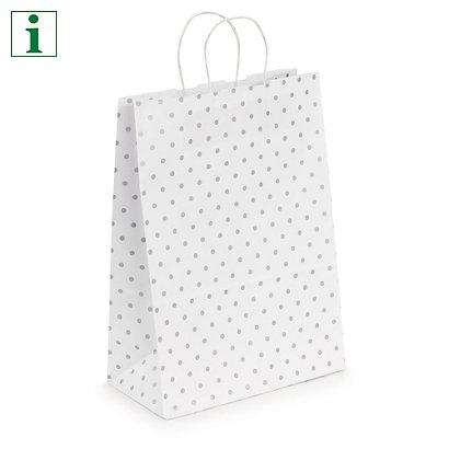Classic polka dot Kraft paper carrier bags, 320x440x110mm, pack of 25 - 1