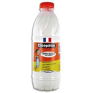 CLEOPATRE Colle Blanche vinylique / flacon de 1 litre Blanche