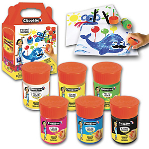 CLEOPATRE Lot de 6 p'tit pots de goua 50ml avec pinceau et entonnoir intégré (blc, jne, rge, vrt, bl, n) CLEOPATRE Lot de 6 p'tit pots de goua 50ml avec pinceau et entonnoir intégré (blc, jne, rge, vrt, bl, n)