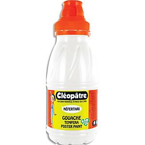 CLEOPATRE Pot de gouache Nefertari blanche 250 ml x 8, dès 3 ans, avec pinceau et entonnoir intégré CLEOPATRE Pot de gouache Nefertari blanche 250 ml x 8, dès 3 ans, avec pinceau et entonnoir intégré