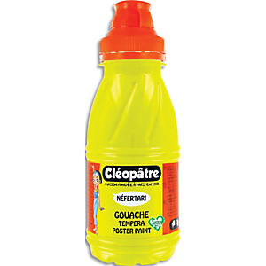 CLEOPATRE Pot de gouache Nefertari jaune primaire 250ml x 8, dès 3 ans, avec pinceau et entonnoir intégré CLEOPATRE Pot de gouache Nefertari jaune primaire 250ml x 8, dès 3 ans, avec pinceau et entonnoir intégré