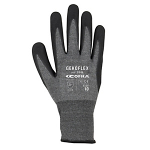 COFRA® Guanto da lavoro GEKOFLEX, Protezione meccanica, Rivestimento in Poliuretano/Nitrile Puntinato, Taglia 9, Grigio/Nero (1 paio) COFRA® Guanto da lavoro GEKOFLEX, Protezione meccanica, Rivestimento in Poliuretano/Nitrile Puntinato, Taglia 9, Grigio/Nero (1 paio)