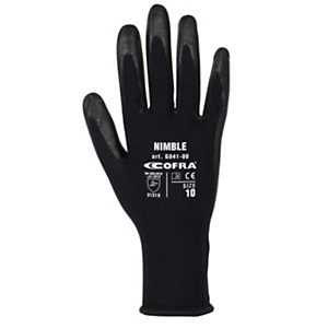 COFRA® Guanto da lavoro NIMBLE, Protezione meccanica per lavori di precisione, Rivestimento in Poliuretano, Taglia 7, Nero (1 paio) COFRA® Guanto da lavoro NIMBLE, Protezione meccanica per lavori di precisione, Rivestimento in Poliuretano, Taglia 7, Nero (1 paio)