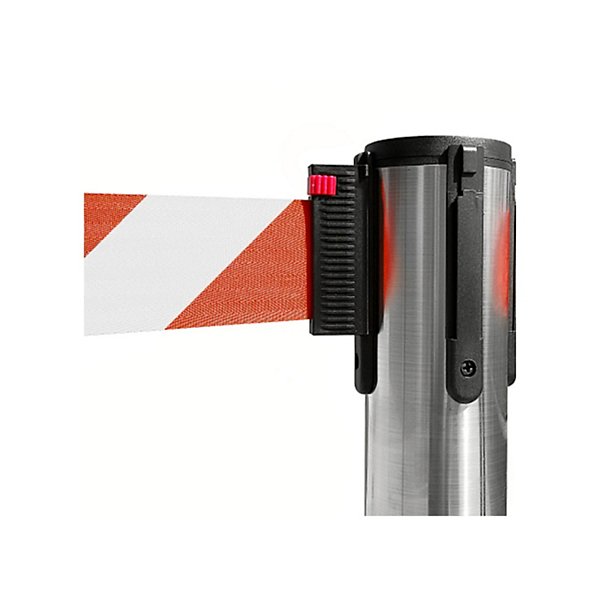 Colonnina colore acciaio spazzolato con nastro arancio 100cm x 3m - 2