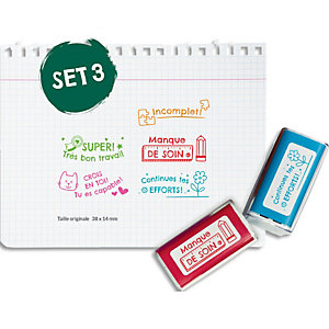 COLOP Set de 5 tampons Enseignant NIO SCHOOL, idéal pour évaluer un élève sans système de notation