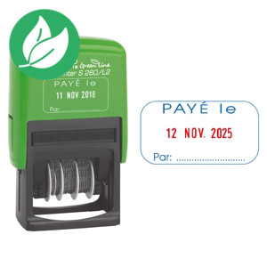 Colop Tampon dateur Printer Green line S 260L - formule "Payé le" - Bicolore