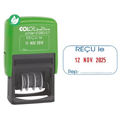 Colop Tampon dateur Printer Green line S 260L - formule "Reçu le"