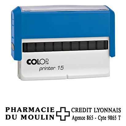 Colop Tampon encreur personnalisable Printer 15 - Bleu - 3 lignes