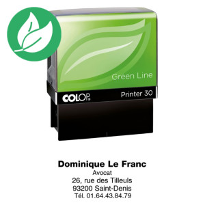 Colop Tampon encreur personnalisable Printer 30 Green Line - 5 lignes - Noir