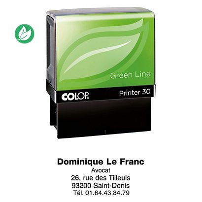 Colop Tampon encreur personnalisable Printer 30 Green Line - 5 lignes