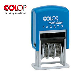 Colop Timbro mini-datario con testo - Pagato Colop Timbro mini-datario con testo - Pagato