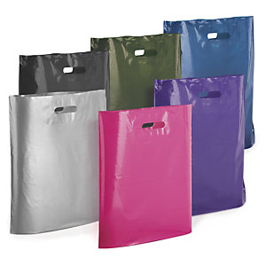 Coloured gloss plastic carrier bags