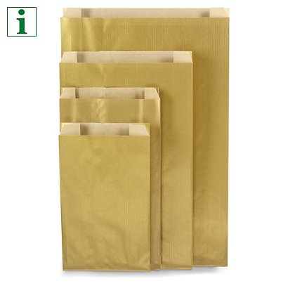 Coloured kraft paper bags, gold, 180x330x60mm, pack of 250 - 1