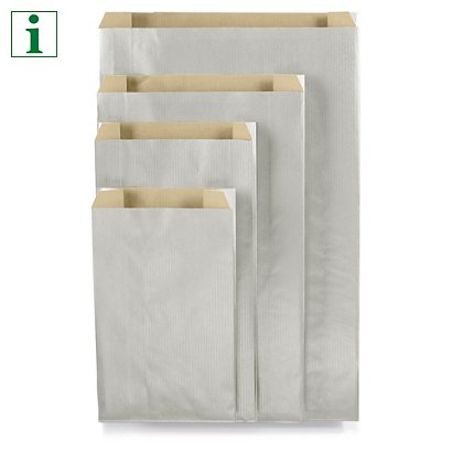 Coloured kraft paper bags, silver, 160x250x80mm, pack of 250 - 1