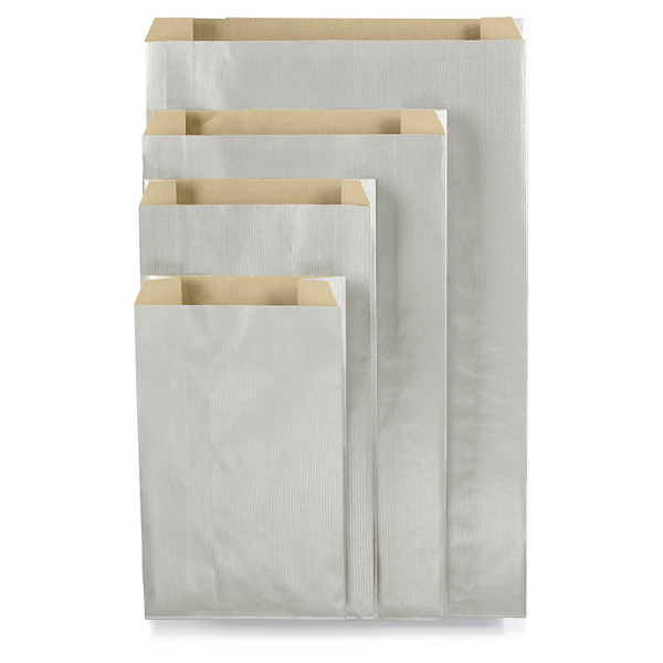 Coloured kraft paper bags, silver, 180x330x60mm, pack of 250 - 1