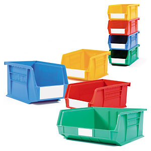 Coloured louvre plastic storage bins