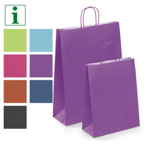 Coloured ribbed Kraft paper carrier bags with twisted handles