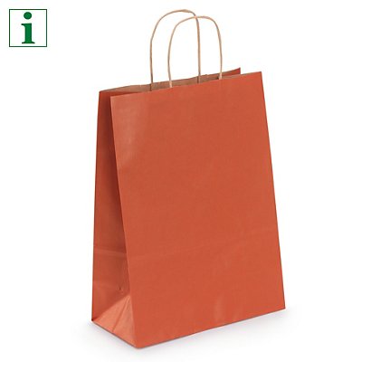 Coloured ribbed Kraft paper carrier bags with twisted handles - 1