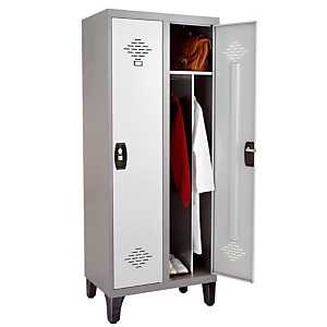 Comfort kleerkasten uit één stuk Zware industrie 2 vakken, plat dak, grijs / grijs Comfort kleerkasten uit één stuk Zware industrie 2 vakken, plat dak, grijs / grijs
