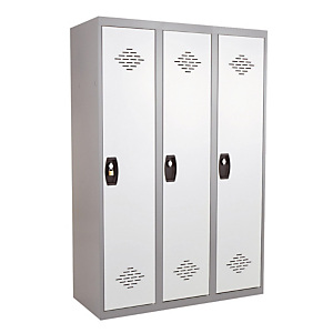 Comfort kleerkasten uit één stuk Zware industrie 3 vakken, plat dak, grijs / grijs Comfort kleerkasten uit één stuk Zware industrie 3 vakken, plat dak, grijs / grijs