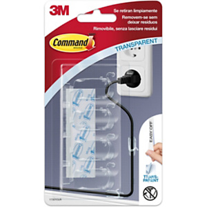 Command™ Abrazaderas para cables, kit de unión de cables, mediano, transparente, 4 abrazaderas, 5 tiras pequeñas Command™ Abrazaderas para cables, kit de unión de cables, mediano, transparente, 4 abrazaderas, 5 tiras pequeñas