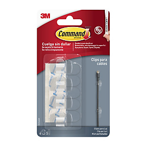 Command™ Abrazaderas para cables, transparentes, redondas, 4 abrazaderas, 5 tiras pequeñas