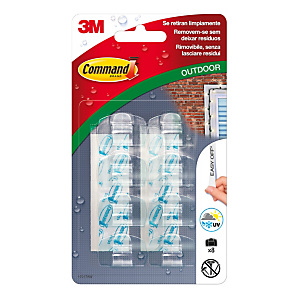 Command™ Clip Outdoor Deco, Trasparenti, 8 Clip 10 strisce piccole Command™ Clip Outdoor Deco, Trasparenti, 8 Clip 10 strisce piccole