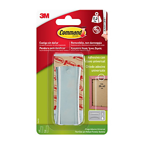 Command™ Colgadores de cuadros con dientes de sierra, 1 gancho de metal + 2 conjuntos de estabilizadores + 2 tiras grandes, 2,2 kg, plateado