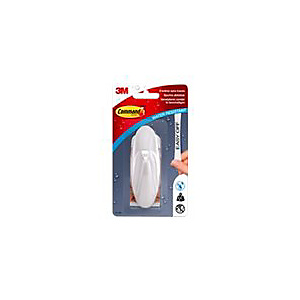 Command™ Gancho colgador de diseño con tiras resistentes al agua, blanco, 1 gancho 2 tiras grandes, 2,3 kg Command™ Gancho colgador de diseño con tiras resistentes al agua, blanco, 1 gancho 2 tiras grandes, 2,3 kg