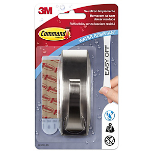 Command™ Gancho de metal con tiras resistentes al agua, níquel cepillado Modern Reflection, 1 gancho 2 tiras grandes, 2,3 kg Command™ Gancho de metal con tiras resistentes al agua, níquel cepillado Modern Reflection, 1 gancho 2 tiras grandes, 2,3 kg