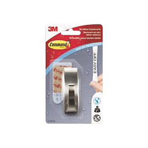 Command™ Gancho de metal con tiras resistentes al agua, Modern Reflection, 1,4 kg, níquel cepillado, 1 gancho, 2 tiras medianas Command™ Gancho de metal con tiras resistentes al agua, Modern Reflection, 1,4 kg, níquel cepillado, 1 gancho, 2 tiras medianas