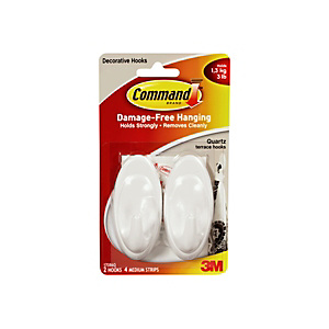 Command™ Gancho para terraza de color pizarra. 2 ganchos, 4 tiras medianas, 1,3 kg, cuarzo Command™ Gancho para terraza de color pizarra. 2 ganchos, 4 tiras medianas, 1,3 kg, cuarzo