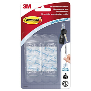 Command™ Ganchos multiuso, 6 ganchos, 8 tiras pequeñas, 225 g, transparentes Command™ Ganchos multiuso, 6 ganchos, 8 tiras pequeñas, 225 g, transparentes
