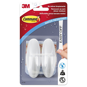 Command™ Gancio Designer con strisce resistenti all'acqua, Colore bianco, 2 ganci 4 strisce medie, 1,4 kg Command™ Gancio Designer con strisce resistenti all'acqua, Colore bianco, 2 ganci 4 strisce medie, 1,4 kg