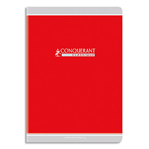 CONQUERANT 9 Cahier de devoirs, agrafé, 21x29,7 cm, 48p, 90g, Seyès, couverture carte assortis 4 couleurs