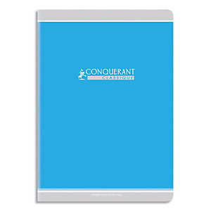 CONQUERANT 9 Cahier de devoirs, agrafé, 21x29,7 cm, 96p, 90g, Seyès, couverture carte assortis 4 couleurs