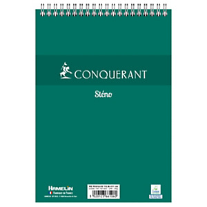 Conquerant Bloc-notes Sténo uni A5 180 pages couverture carte verte Conquerant Bloc-notes Sténo uni A5 180 pages couverture carte verte