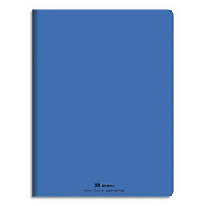 CONQUERANT C9 Cahier piqûre 17x22cm 32 pages 90g grands carreaux Seyès. Couverture polypropylène Bleu