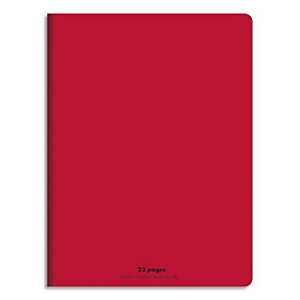 CONQUERANT C9 Cahier piqûre 17x22cm 32 pages 90g grands carreaux Seyès. Couverture polypropylène Rouge
