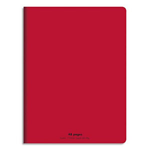 CONQUERANT C9 Cahier piqûre 17x22cm 48 pages 90g grands carreaux Seyès. Couverture polypropylène Rouge