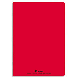 CONQUERANT C9 Cahier piqûre 17x22cm 96 pages 90g grands carreaux Seyès.Couverture polypropylène Rouge