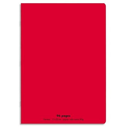 CONQUERANT C9 Cahier piqûre 17x22cm 96 pages 90g grands carreaux Seyès.Couverture polypropylène Rouge